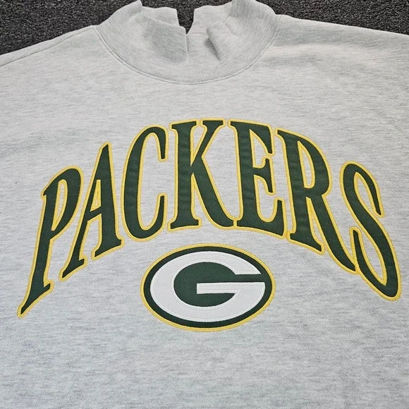 47 Brand Green Bay Packers Sweatshirt Womens Large Mock Neck Cropped Grey NWT - Picture 4 of 10